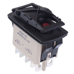 KR47CAKDDG (On)-Off-(On) Momentary Red 12V LED Auto Rocker Switch DPDT IP68 APEM
