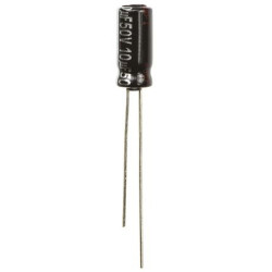 Kondensator 10μF 50V dc Radialny, Otwór przelotowy Panasonic roztaw: 2mm 5 (Dia.) x 11mm