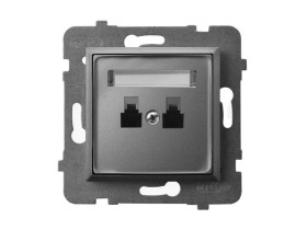 ARIA Gniazdo telefoniczne podwójne równoległe szary mat GPT-2UR/m/70 OSPEL