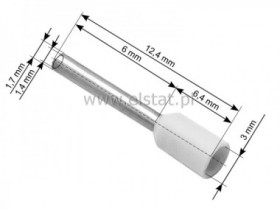 Końcówka rurkowa izolowana 1,0 L= 6mm; biała