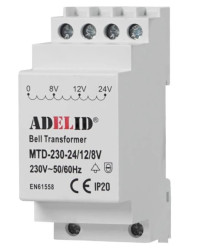 Transformator dzwonkowy modułowy MTD-230-24/12/8V