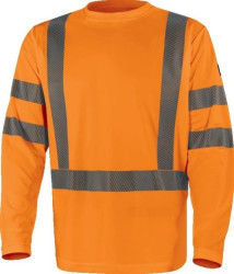 T-shirt ostrzegawczy z długimi rękawami z poliestru, kl. 3, kolor Pomarańczowy Fluo, rozmiar: 4XL, COSMOOR4X