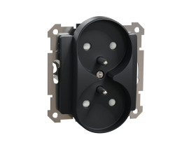 SEDNA DESIGN & ELEMENTS Gniazdo podwójne z uziemieniem z przesłonami do ramek Elements czarny antracyt SDD114271 SCHNEIDER ELECT