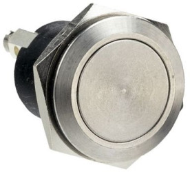 Vandal-proof pushbutton, 1 pole, silver, unlit , 1 A/50 V, mounting Ø 19.2 mm, IP68, MP0037