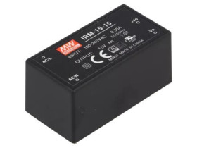 IRM-15-15 Przetwornica AC/DC, 15W, Napięcie wejściowe: 85÷264VAC,120÷370VDC, Napięcie wyjściowe: 15VDC