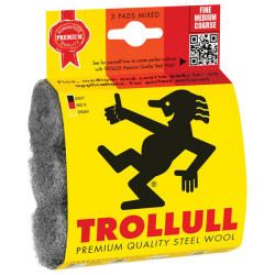 Trollull TRL770834 Steel Wool Pads, Assorted Grades (Pack 3)