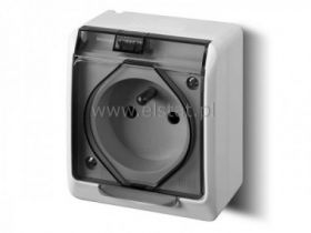 Gniazdo pojedyńcze natynkowe+ klapka dymna