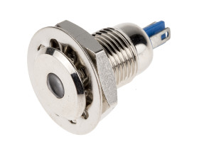 Lampka kontrolna do montażu panelowego 24V, biała 12mm LED Wyprowadzenia RS PRO