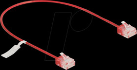80800 RJ45 Network Cable Cat.6 UTP Ultra Slim 0.3 m red with short plu