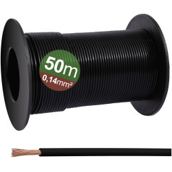 Quadrios 23CW021 Wire 50m Pure Copper Black 0.14mm&#xB2; PVC Sheath