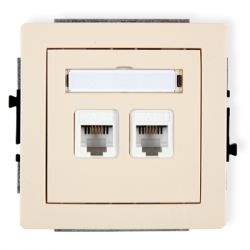 Mechanizm gniazda telefonicznego podwójnego 2xRJ11, 4-stykowy