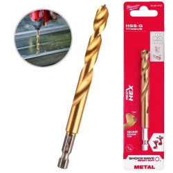 Wiertło do metalu HSS-G TiN walcowane 9x73/117mm RED HEX SHOCKWAVE MILWAUKEE