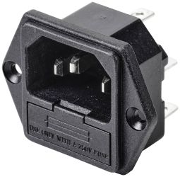TRU COMPONENTS TC-10088368 Złącze męskie IEC C14 złącze męskie do wbudowania pionowego Łączna ilość styków: 3 10 A czarn