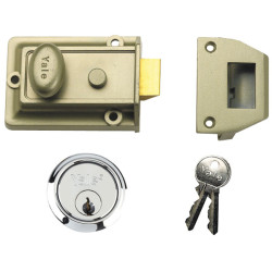 Yale Locks P77 Traditional Nightlatch 60mm Backset Nickel Brass Finish SC CylBox