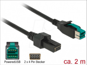 85483 PoweredUSB cable male 12V > 2x 4 Pin, 2 m