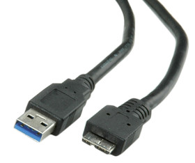 Kabel USB Złącze A USB A Złącze B Micro USB typu B dł. 800mm Przewód USB USB 3.0 kolor: Czarny