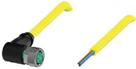 Sensor actuator cable, M8 cable socket, angled, A to open end, 3 pole, 5 m, PVC, yellow, 3 A, 456516