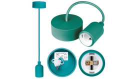 Lampa Wisząca Zwis Sufitowy E27 Silikonowa Turkusowa