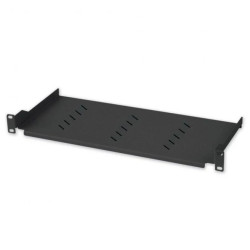 Półka 1U 150mm rack 19, 2 pkt mocowania, perforowana czarna