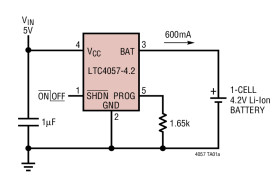 Linear Li-Ion Battery Charger with Thermal Regulation in ThinSOT