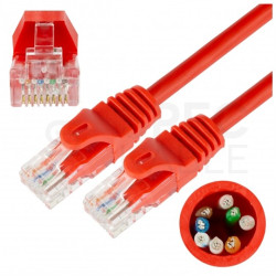 Patchcord UTP kat.5e kabel sieciowy LAN 2x RJ45 linka PVC czerwony 0,5m NEKU