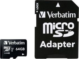 Verbatim MICRO SDXC 64GB CL 10 ADAP microSDXC 64 GB Class 10 zaw. kartę pamięci SD