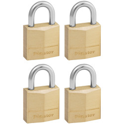 Master Lock 120EURQNOP Solid Brass 20mm Padlock 3-Pin - Keyed Alike x 4