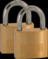 K12040D2 Brass Padlock - 40 mm, Twin-Pack, keyed alike