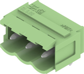 Pin header, 3 pole, pitch 5 mm, angled, green, 1167130000