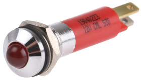 Lampka kontrolna do montażu panelowego 12V, czerwona 8mm LED Chrom CML Innovative Technologies