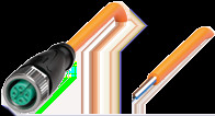Sensor actuator cable, M12 cable socket, straight, A to open end, 4 pole, 3 m, POC, orange, 4 A, 236189