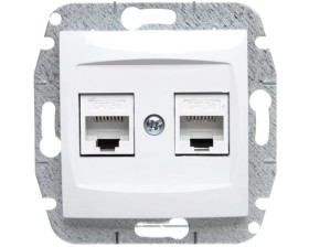 CARLA Gniazdo komputerowe podwójne 2xRJ45 cat 5e białe 1749-10