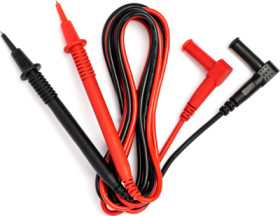 Test lead kit with (2 x test probe, straight) to (2 x 4 mm plug, angled), 1 m, red/black, CAT III, CAT IV, PAN PK1