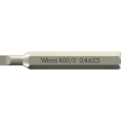 Wera 05058101001 800/0 Micro Bits Slotted Screws 0.40 x 2.5 x 30mm 4mm Hex Drive