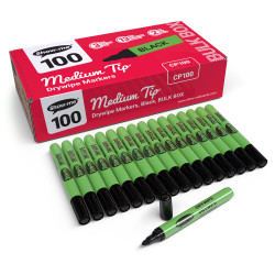 Show-me Black Medium Tip Drywipe Pens - Pack of 100