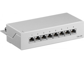 Patch Panel CAT 6a panel krosowy mini/biurkowy, 8 portów szary