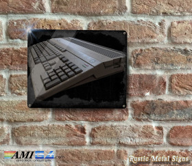 Dark Amiga 500 Rustic Reproduction - Metal Sign