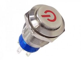 Przycisk chwilowy 16mm, wyst. czer.-ziel.POWER 12V