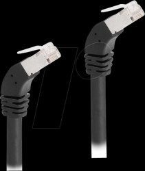 80278 Cat.6a patch cable, S/FTP, 45° angled down, 5 m, black