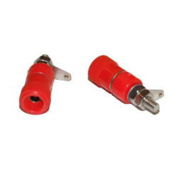 GNIAZDO BANAN 4mm DUŻE 12mm ZACISK CZERWONE PRZYKRĘCANE