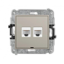 MINI Mechanizm gniazda komputerowego podwójnego 2xRJ45, kat. 6, 8-stykowy, bez pola opisowego taupe 60MGKBO-4
