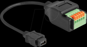 66252 USB 2.0 Kabel Mini-B Buchse/Terminalblock mit Drucktaster 15 cm