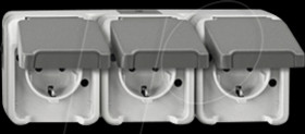 MEG2391-8029 Triple socket, horizontal - Aquastar, light grey
