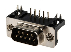 Złącze D-Sub 9-pinowe Męski Kąt Proste Przewlekany raster 2.77mm Złoto