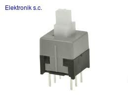 Przełącznik; przyciskowy; PL221/2201A; ON-ON; 2 tory; czarny; bistabilny; THT; 8,5x8,5mm; 0,1A; 30V DC; 2,5x5,4mm; 9mm; PS2215S;