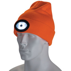 Draper 10015 Beanie Hat - Rechargeable Torch 1 Size 1W 100 Lumens Hi-Vis Orange