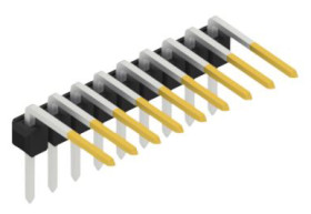 Pin header, 9 pole, pitch 2.54 mm, angled, black, SL31019S