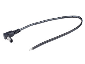 Kabel przewód DC dwużyłowy 2x0,52mm² wtyk kątowy 2,1x5,5 mm | 0,25m