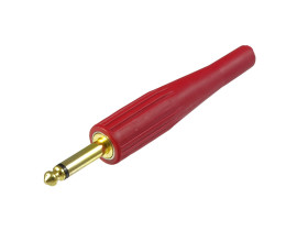 Wtyk JACK 6.3mm mono złocony czerwony