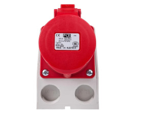 Gniazdo KOMBI z rozłącznikiem 0-1 M25 16A 5P 400V czerwone IP44 915-6w